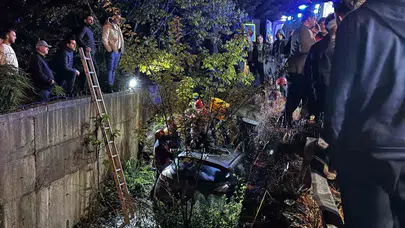 Direksiyon hakimiyetini kaybetti, 4 metre yükseklikten dereye uçtu: Sakarya'da korkutan kaza