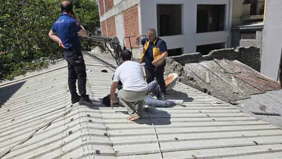 Mudanya’da korku dolu anlar: 6. kattan düşen vinç faciayı teğet geçti