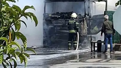 Fethiye'de korku dolu anlar: Benzin istasyonunda tır alevlere teslim oldu