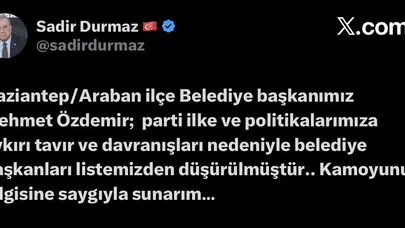 MHP'de flaş karar: Araban Belediye Başkanı ile yollar ayrıldı