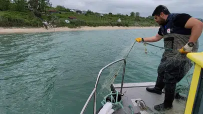 Denizlerdeki kaçak avcılara "Kuzey Yıldızı" darbesi: Bin 500 metrelik ağ toplandı