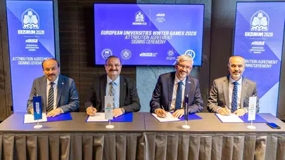 Erzurum’un kış sporlarındaki dev yükselişi: 2028 Avrupa Üniversiteler Kış Oyunları için imzalar atıldı