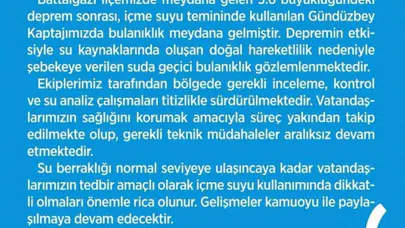 Malatya'da sarsıntı sonrası musluklara uyarı: Su kaynaklarında hareketlilik yaşandı