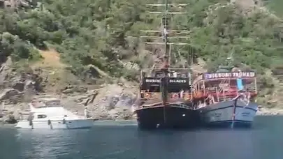 Marmaris’te korku dolu anlar: 148 kişiyi taşıyan tekne sulara gömüldü