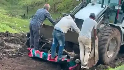 Gece yarısı kaybolmuştu: Çamur deryasında yaşam mücadelesi veren hayvanı sahibi buldu