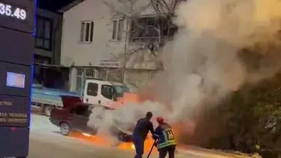 Oltu'da korku dolu anlar: Akaryakıt istasyonunun yanı başında alevlere teslim oldu