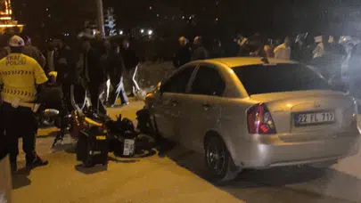 Keşan’da trafik kâbusu: Otomobil ve motosiklet çarpıştı
