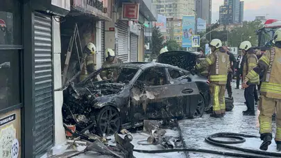 Şişli'de sabah dehşeti: Kontrolden çıkan lüks otomobil dükkana daldı