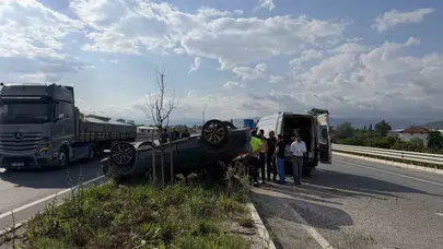 İznik yolunda korku dolu anlar: Takla atan otomobildeki 3 kişi ölümden döndü