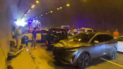 Taşoluk Tüneli’nde korkutan kaza: 6 araç birbirine girdi, trafik kilitlendi