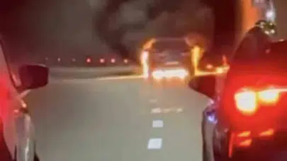 Tünelde korku dolu anlar: Seyir halindeki otomobil bir anda alev topuna döndü