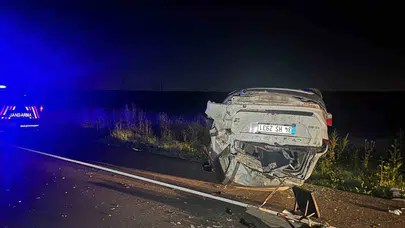 Çorlu’da korku dolu anlar: Kontrolden çıkan otomobil takla attı