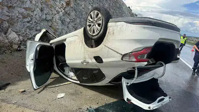 Emirdağ yolunda can pazarı: Kontrolden çıkan otomobil takla attı