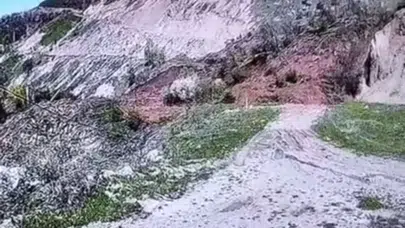 Tokat’ta korkutan anlar: Dağ yamacı saniyeler içinde kaydı