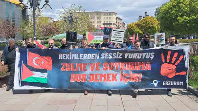 Erzurum’da vicdan nöbeti 132’nci haftasında: Sağlıkçılardan Gazze için sessiz çığlık