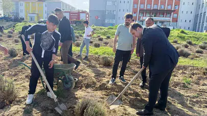 Toprağa sevgi ektiler: Geleceğin ziraatçıları okul bahçesini mor renge boyadı