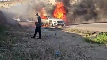 Bayram dönüşü kabusu yaşadılar: Lüks otomobil küle döndü
