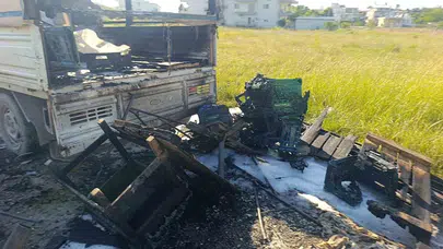 Manavgat'ta şoke eden iddia: Kamyonetini oğlunun ateşe verdiğini öne sürdü
