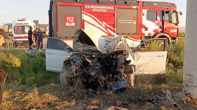 Elbistan yolunda korku dolu anlar: Hurdaya dönen araçtan sağ çıkarıldı