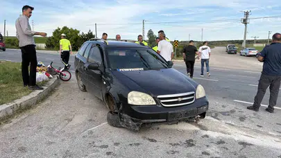 Çorum'da korkutan kaza: Asfalt tankeri ile otomobil kavşakta birbirine girdi