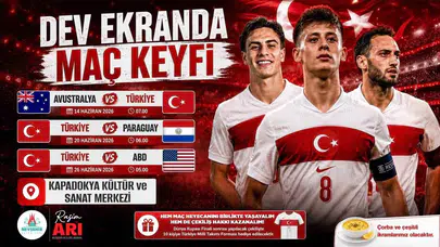 Milli heyecan Kapadokya’da buluşuyor: Ay yıldızlıların maçları dev ekranda