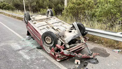 Kula’da korku dolu anlar: Bariyerlere çarpan otomobilden sağ çıktılar