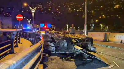 Zonguldak’ta dehşet anları: Tünel çıkışında kontrolden çıkan otomobil karşı şeride uçtu