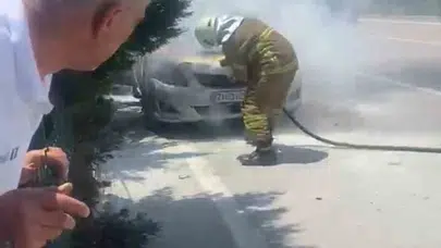 Safranbolu’da korku dolu anlar: Seyir halindeki araç bir anda alev topuna döndü