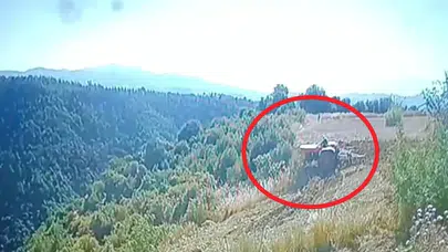 Tarlasında son mesaisi oldu: Eğimli arazideki dehşet anları kameraya böyle yansıdı