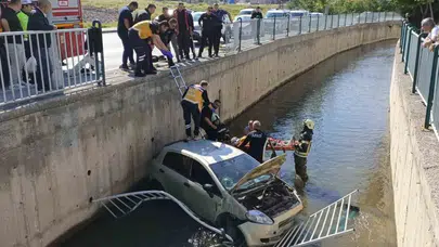 Kayseri’de korku dolu anlar: Kontrolden çıkan otomobil kanala uçtu
