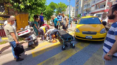 Efeler'de korku dolu anlar: Ticari taksi yayaya çarptı
