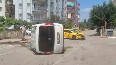 Antalya'da korkutan kaza: Yan yatan araçtan burnu bile kanamadan çıktı