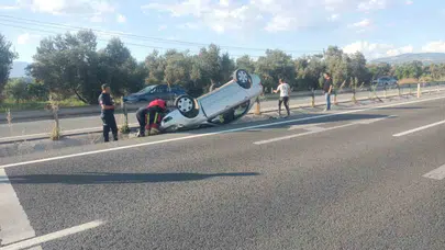 Havran’da direksiyon başında kabus dolu anlar: Kontrolden çıkan otomobil bariyerleri aştı