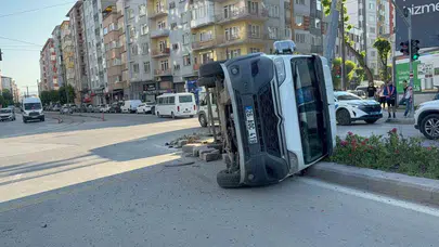 Eskişehir'de korku dolu anlar: İşçi servisi yan yattı, mucize eseri kimse burnu bile kanamadı