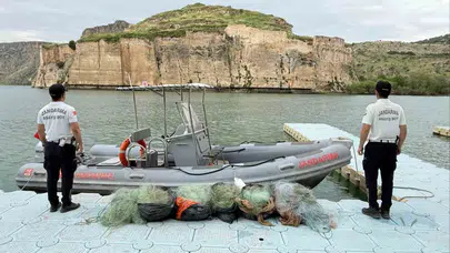 Fırat Nehri’nde kaçak avcılık operasyonu: 900 metrelik ağla yakalandılar