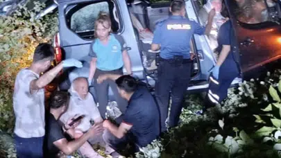 Samsun'da korku dolu anlar: 40 metrelik uçuruma yuvarlanan araçtan sağ çıktılar