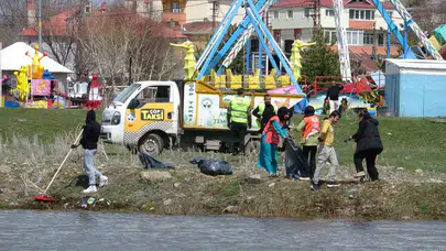 Kura Nehri kıyısında örnek hareket: Doğayı korumak için kolları sıvadılar