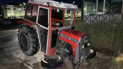 Samsun’da ucuz atlatılan kaza: Traktör kontrolden çıkıp ağaca daldı
