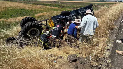 Tarlaya giden traktör yoldan çıktı: Diyarbakır'da korku dolu anlar
