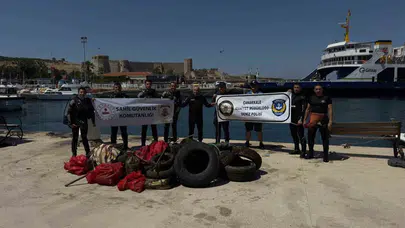 Bozcaada’nın mavi sularında derin temizlik: Deniz dibinden çıkanlar şaşkına çevirdi