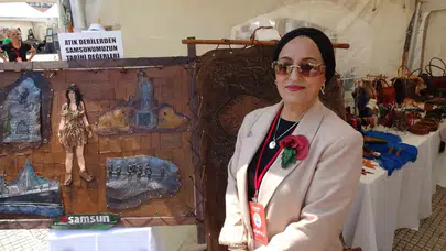 Çöp kutusundan sanat galerisine: Samsun’un simgeleri atık derilerle yeniden hayat buldu