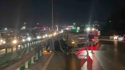 Arnavutköy’de geceyi kabusa çeviren kaza: Otomobil takla attı, motosikletli yola savruldu