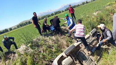 Elbistan’da korku dolu anlar: Kontrolden çıkan otomobil kanala gömüldü