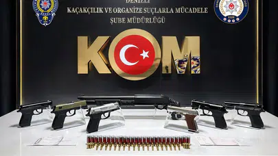 Denizli’de cephanelik gibi ev: Milyonluk senetler ve silahlarla yakalandı
