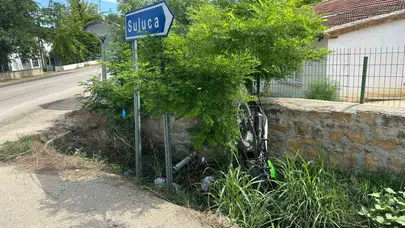 Keşan yolunda motosiklet dehşeti: Kontrolden çıkan sürücü duvara çarptı