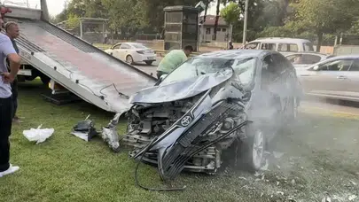 Bursa'da zincirleme kaza! Takla atan araçtan mucize kurtuluş