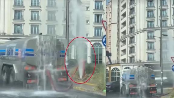 Esenyurt'ta yangın vanası patladı, ana yol göle döndü