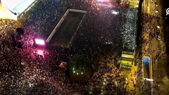 İsrail Halkı Habima Meydanı'nda Netanyahu'yu Protesto Etti