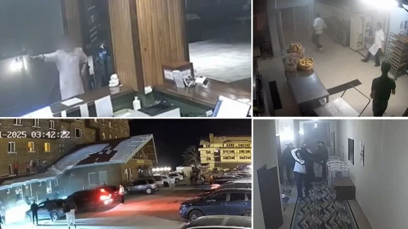 Kartalkaya’daki yangında çarşafla kurtuluş çabası! Güvenlik kameraları ortaya çıktı!