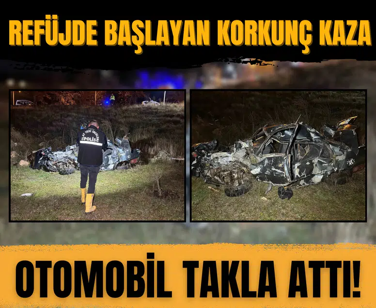 Refüjde başlayan korkunç kaza: Otomobil takla attı!